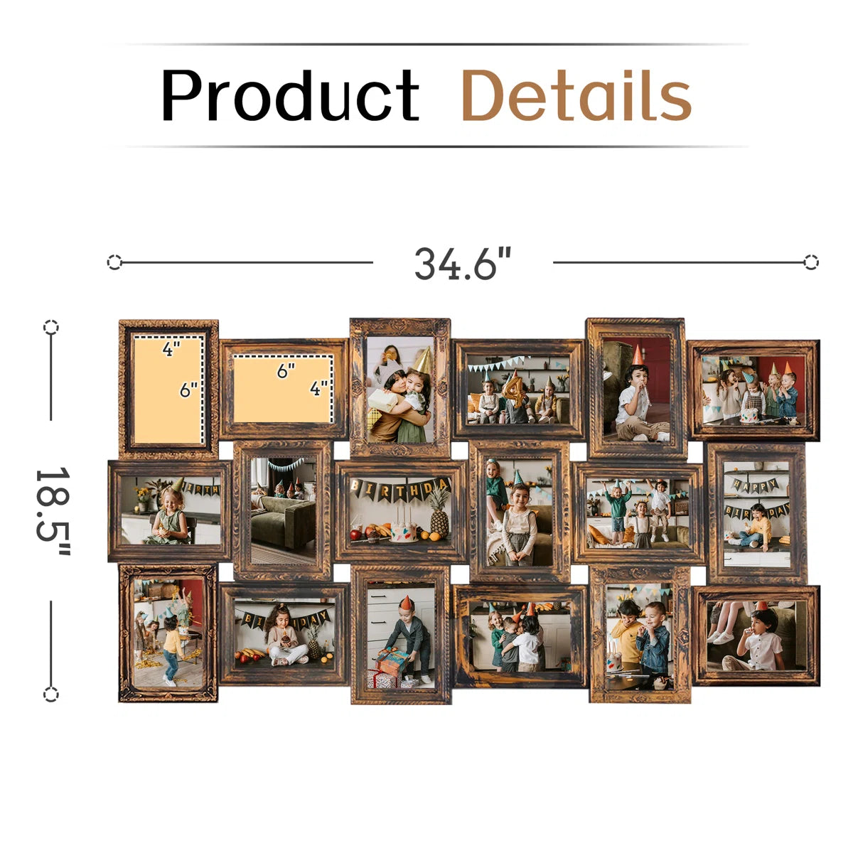 Height 18 Opening Wall Gallery Family Picture Frame Set
