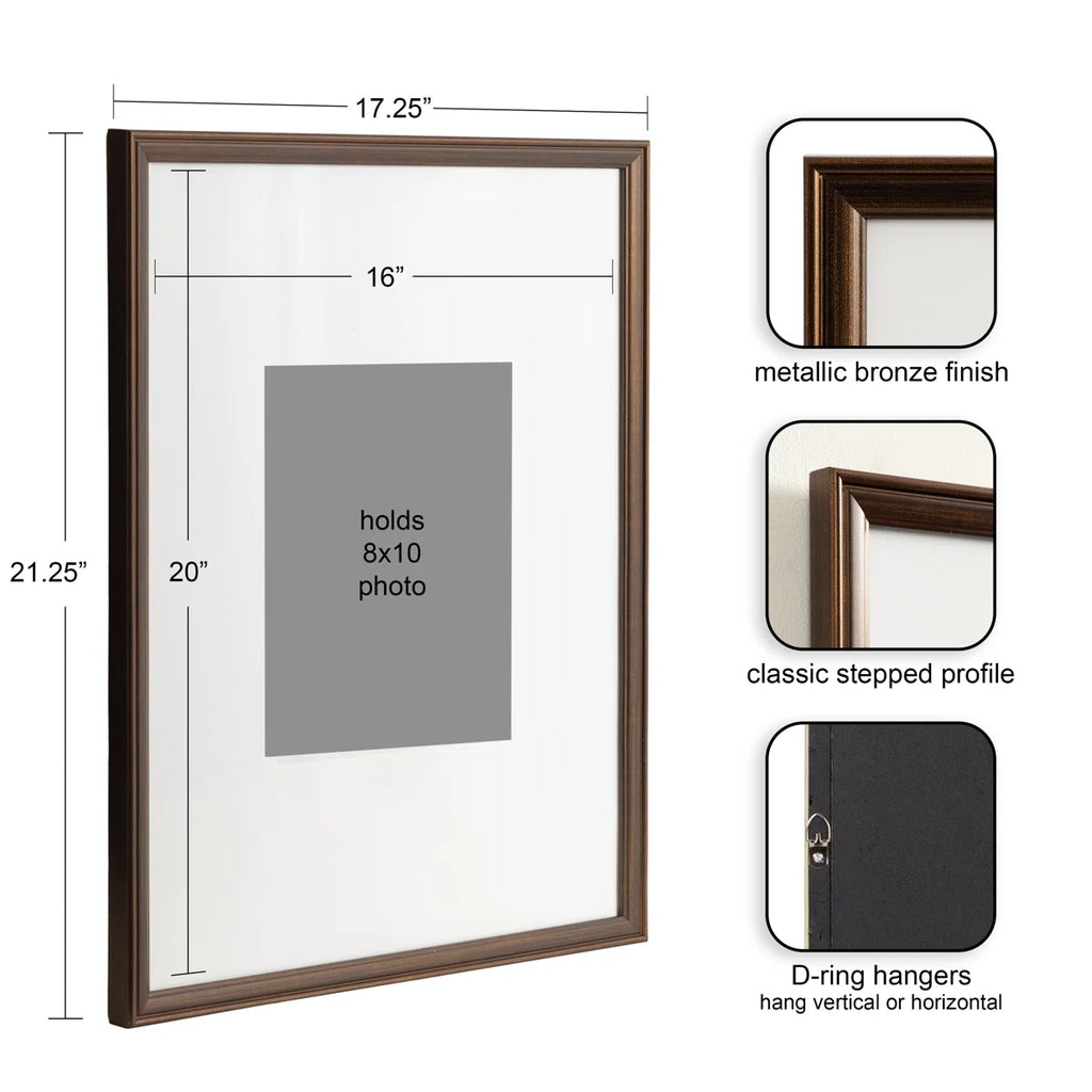 Wickson 4 Piece Beveled Plastic Single Picture Frame (Set of 4)