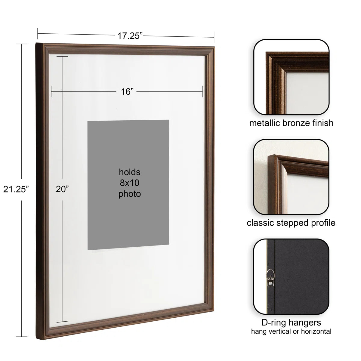 Wickson 4 Piece Beveled Plastic Single Picture Frame (Set of 4)