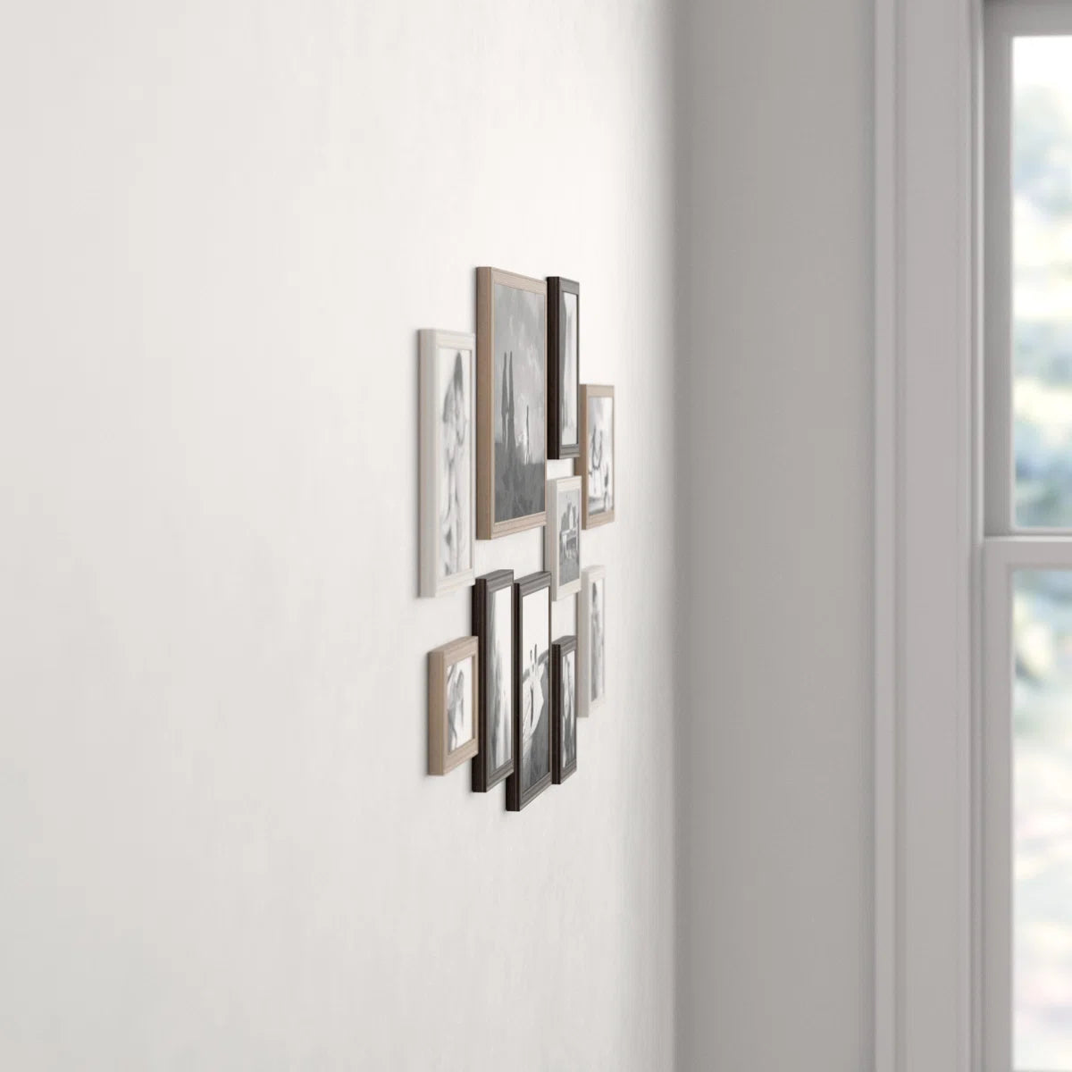 Solid + Manufactured Wood Beveled Picture Frame - Set of 10 with Mat